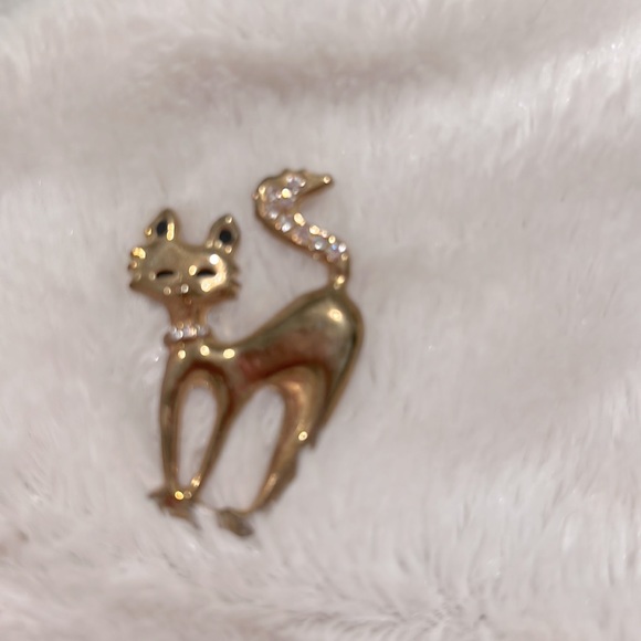 VINTAGE NEW FOX BROOCH  W RHINESTONE TAIL AND COLLAR NEW - Picture 9 of 11